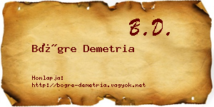 Bögre Demetria névjegykártya